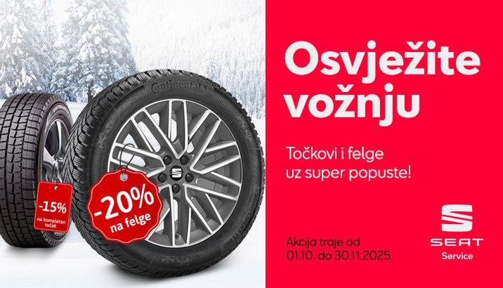 15% popusta na komplet točak i 20 % popusta na felge.